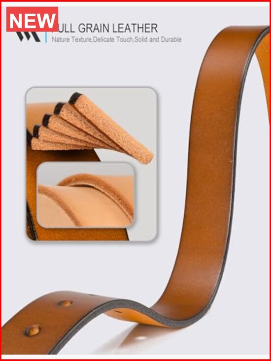 Women\'s Casual Leather Belt with Gold Buckle, 100% Italian Full Grain Real main image 4
